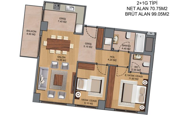 2+1 G TİPİ DAİRE